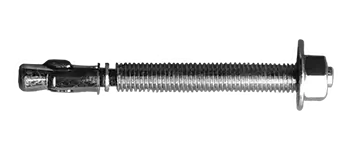 Concrete anchors used for fastening metal buildings to foundations, close-up