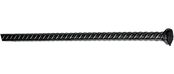 Rebar anchors used to secure metal building foundations, close-up view