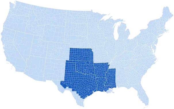 Service map showing East Texas Carports’ coverage area by county
