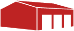 Icon representing commercial metal buildings with large structure outline.