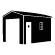 Icon representing garage category with enclosed structure and roof.