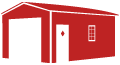 Icon representing garage category with enclosed structure and roof.