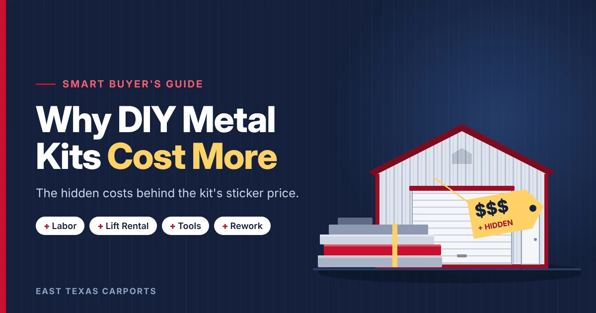 East Texas Carports Homepage 32 Featured image for “Why DIY Metal Kits Cost More”